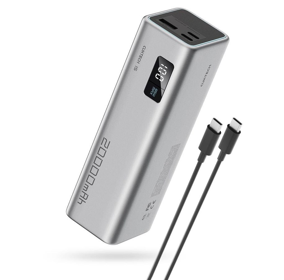 Powerbank - CUKTECH CUKP200XGLGR 85W 2 x USB-C 1 x USB-A Powerbank - Harmaa - 20000 mAh - CUKP200XGLGR