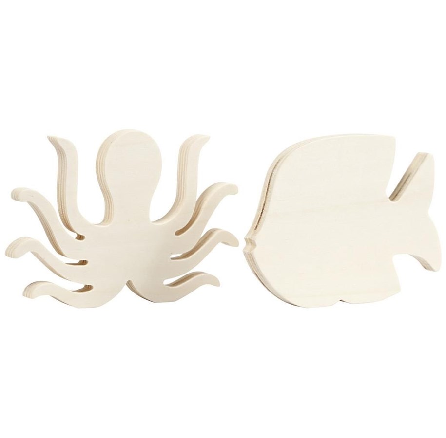 Puulelut - Creativ Company Wooden Sea Creatures Octopus and Fish 2pcs. - 57976
