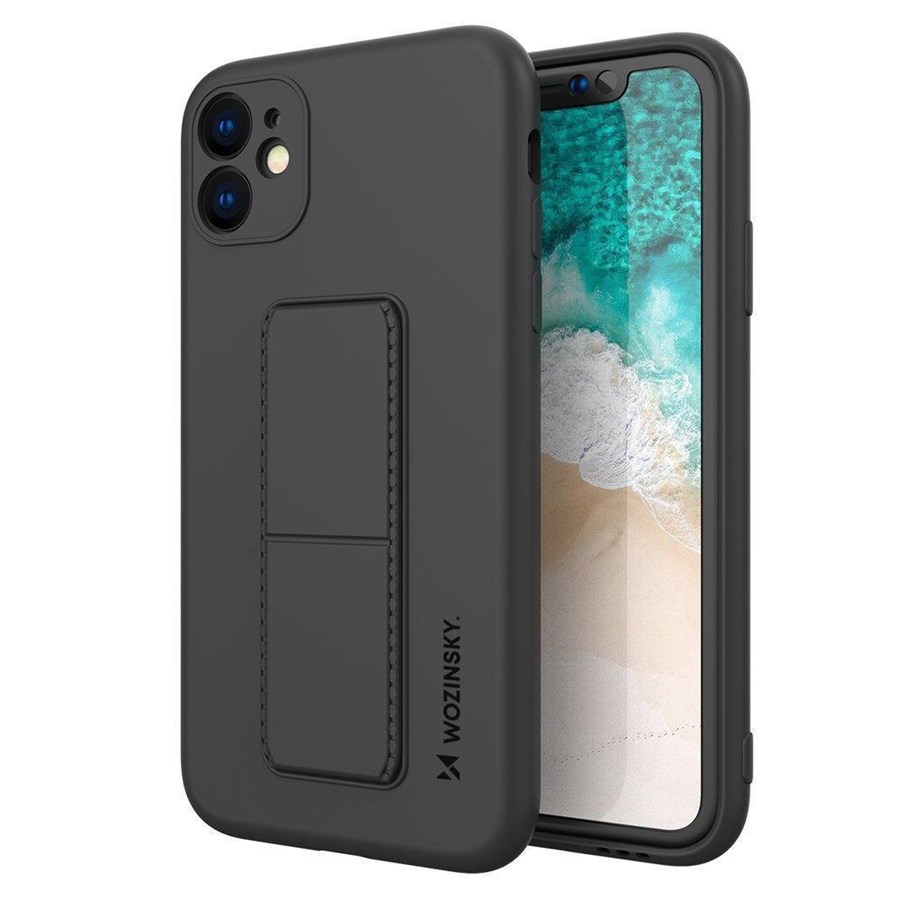 Puhelin - Kannet ja kotelot - Wozinsky  Kickstand Case Silicone Case with Stand Case for Xiaomi Redmi 10X 4G / Xiaomi Redmi Note 9 Black - 9111201941984