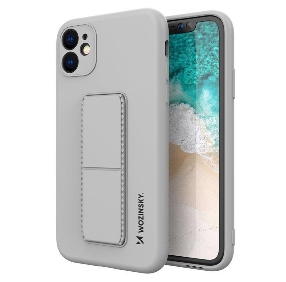 Puhelin - Kannet ja kotelot - Wozinsky Kickstand Case Silicone Case with Stand Case for Xiaomi Redmi 10X 4G / Xiaomi Redmi Note 9 Grey - 9111201941991