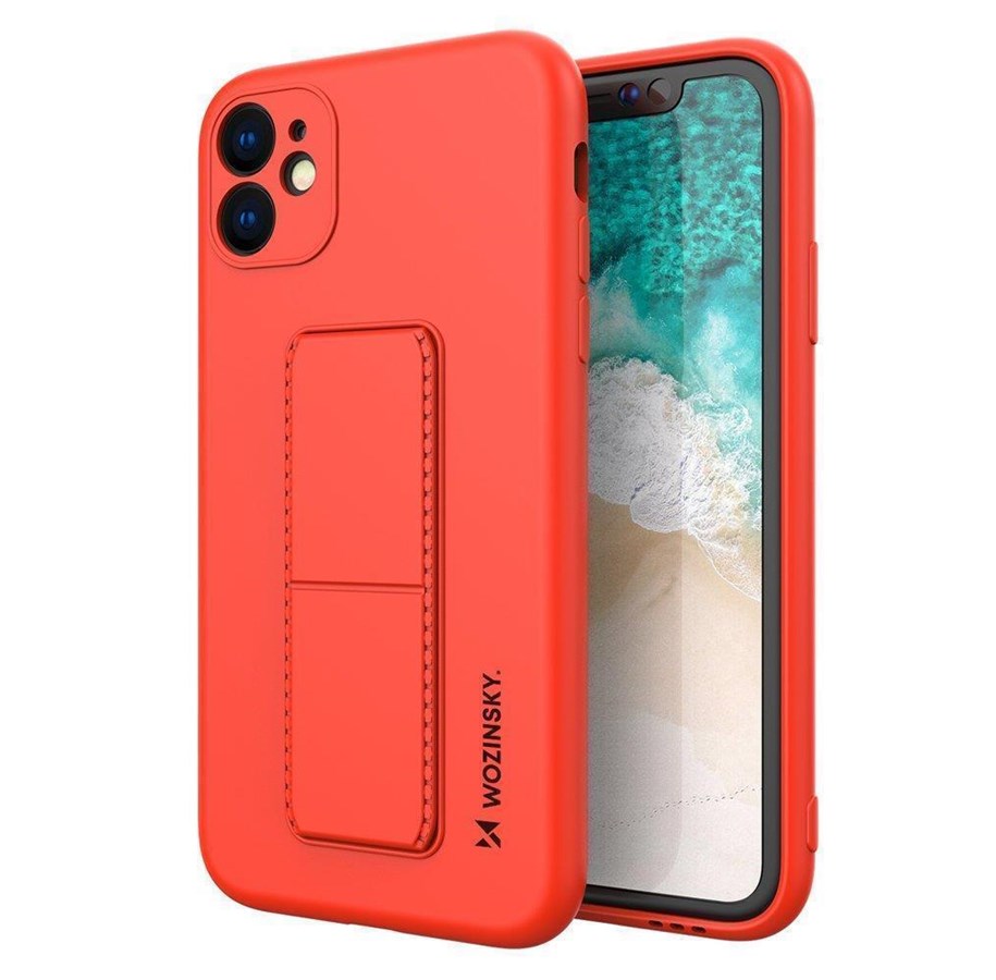 Puhelin - Kannet ja kotelot - Wozinsky Kickstand Case Silicone Case with Stand Case for Xiaomi Redmi 10X 4G / Xiaomi Redmi Note 9 Red - 9111201942004
