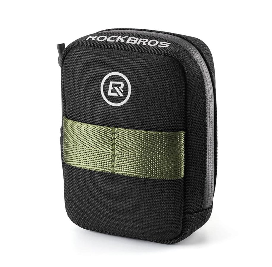Pyörätarvikkeet - Rockbros Mini Saddle Bag with CO2 Cartridge Holder - Black/Green - 8386824308686