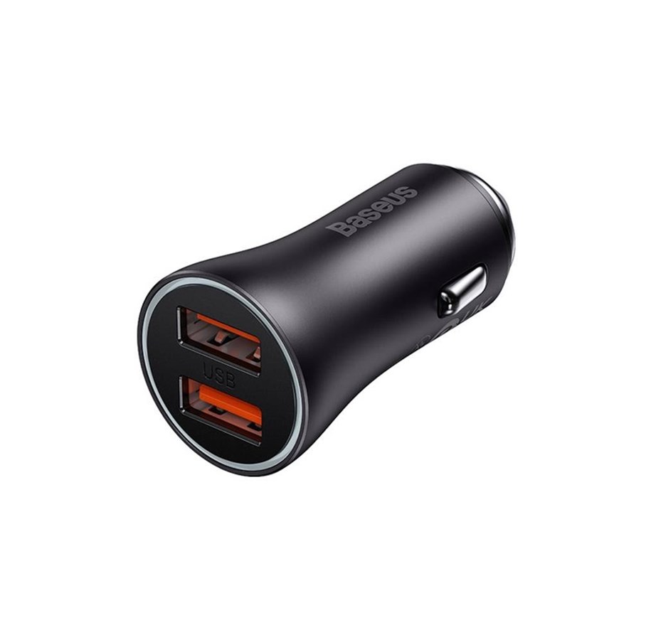 Puhelin - Adapterit & Laturit - Baseus Golden Contactor Max 2xUSB-A 60W Car Charger - Dark Gray - C00035100812-Z1