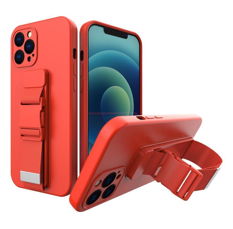 Puhelin - Kannet ja kotelot - Hurtel Rope Case Silicone Lanyard Cover Purse Lanyard Strap For Xiaomi Poco M4 Pro 5G Red - 5907769340499