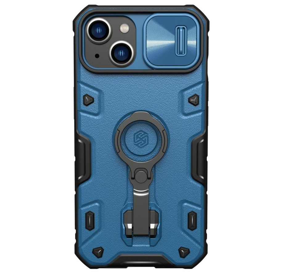 Puhelin - Kannet ja kotelot - Nillkin CamShield Armor Pro Case iPhone 14 Plus Armored Case with Camera Cover Ring Stand Blue - 6902048248724