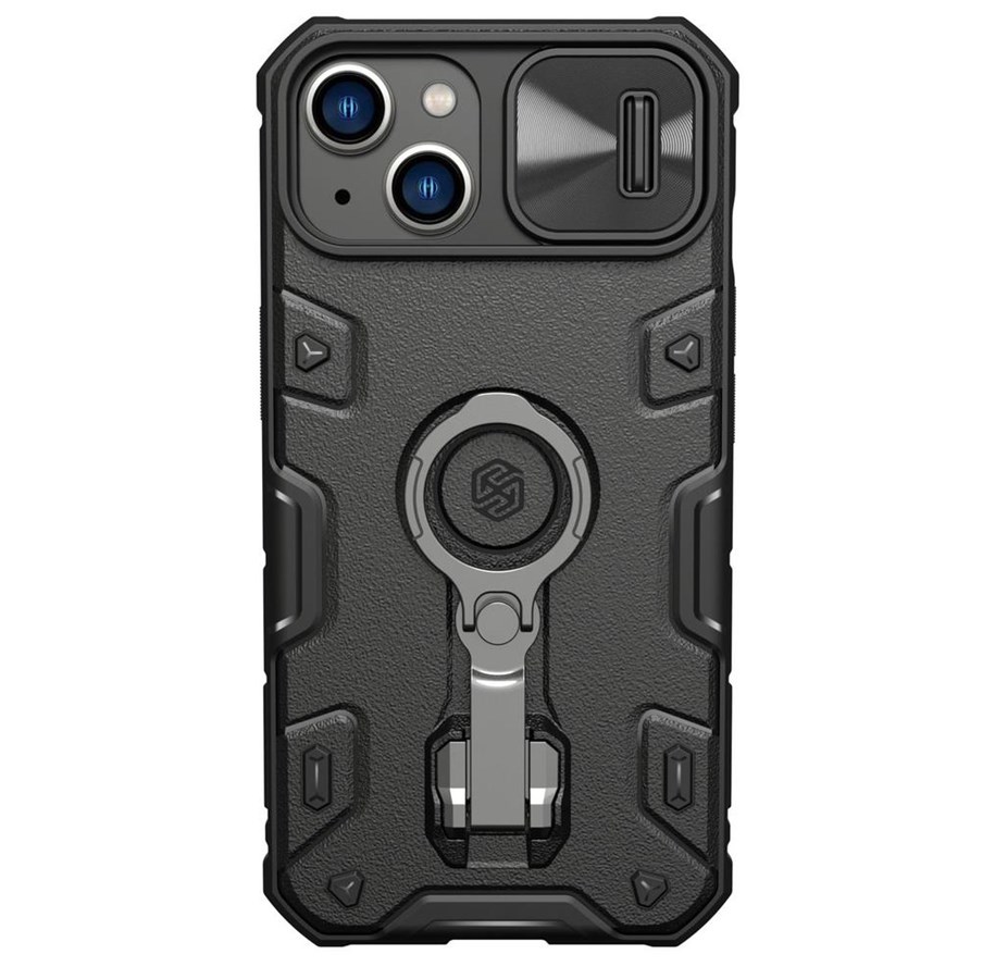 Puhelin - Kannet ja kotelot - Nillkin CamShield Armor Pro Magnetic Case iPhone 14 Plus MagSafe Armored Cover Stand Ring Black - 6902048248830