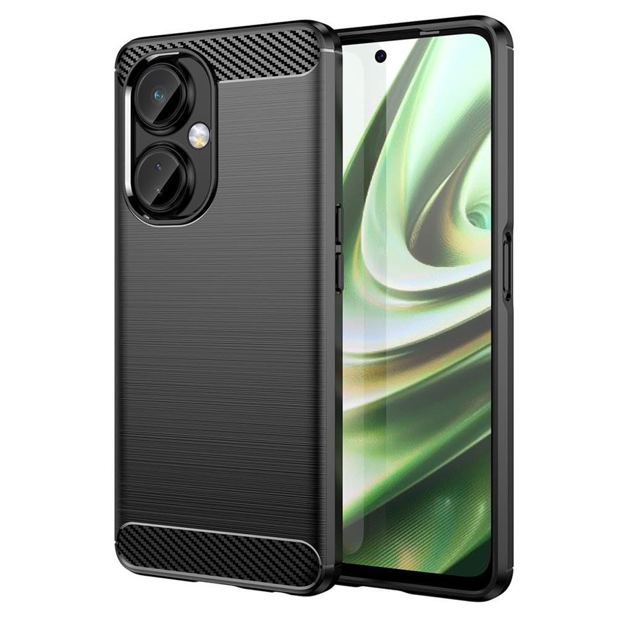 Puhelin - Kannet ja kotelot - Hurtel Carbon Case for OnePlus Nord CE 3 Flexible Silicone Carbon Cover Black - 9145576274651