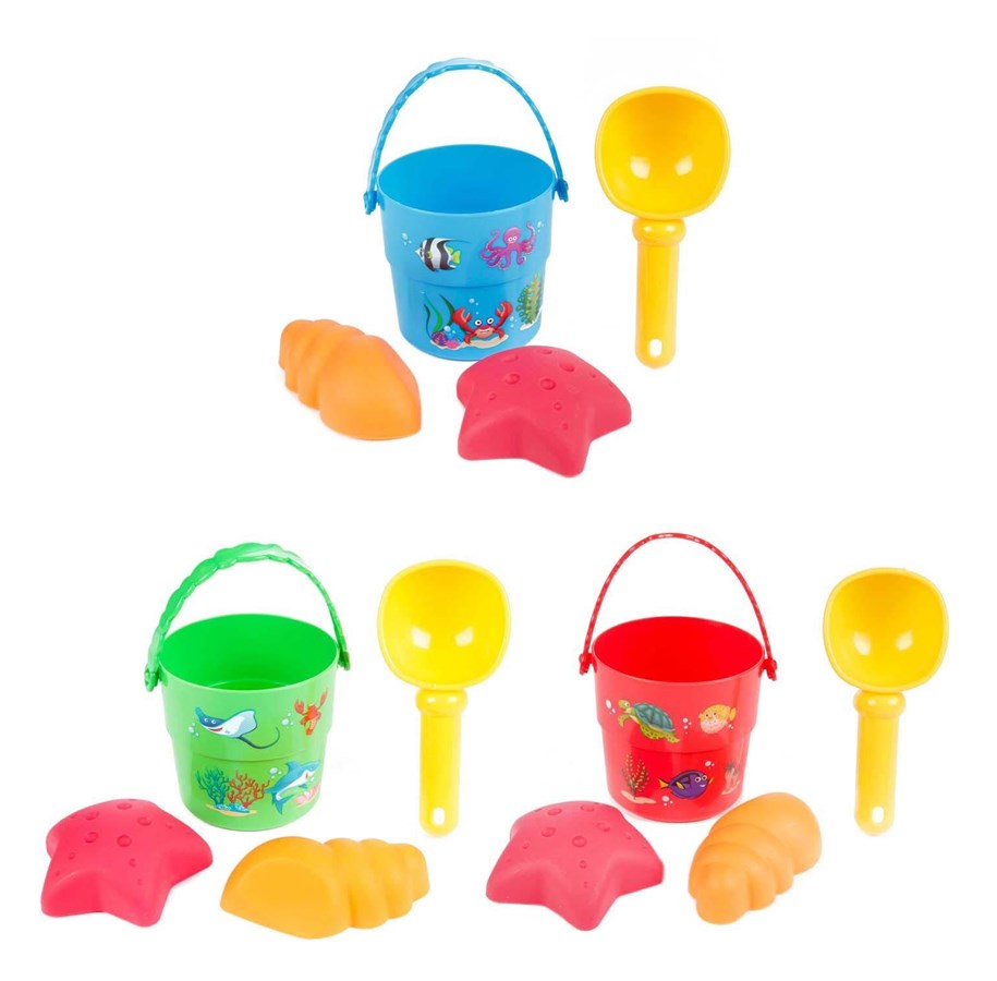 Ulkoleikit - Toi-Toys Play Out Mini Beach Set Bucket Shovel and Shapes 4pcs. - 42526Z