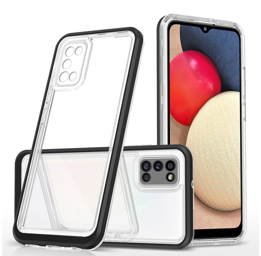 Puhelin - Kannet ja kotelot - Hurtel Clear 3in1 Case for Samsung Galaxy A03s (166) Frame Gel Cover Black - 5907769339189