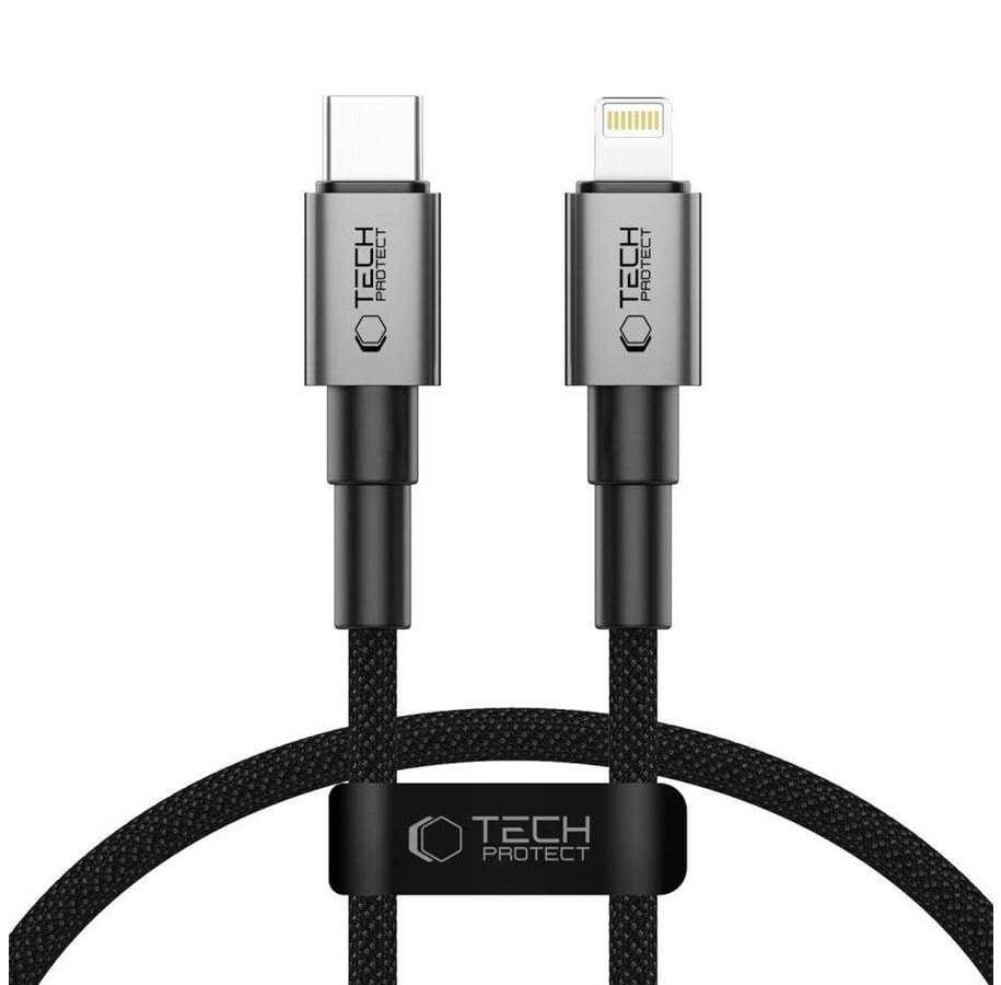 USB kaapelit - Tech-Protect Ultraboost DNA USB-C / Lightning PD27W/3A Cable 25 cm - Grey - 5906302361748