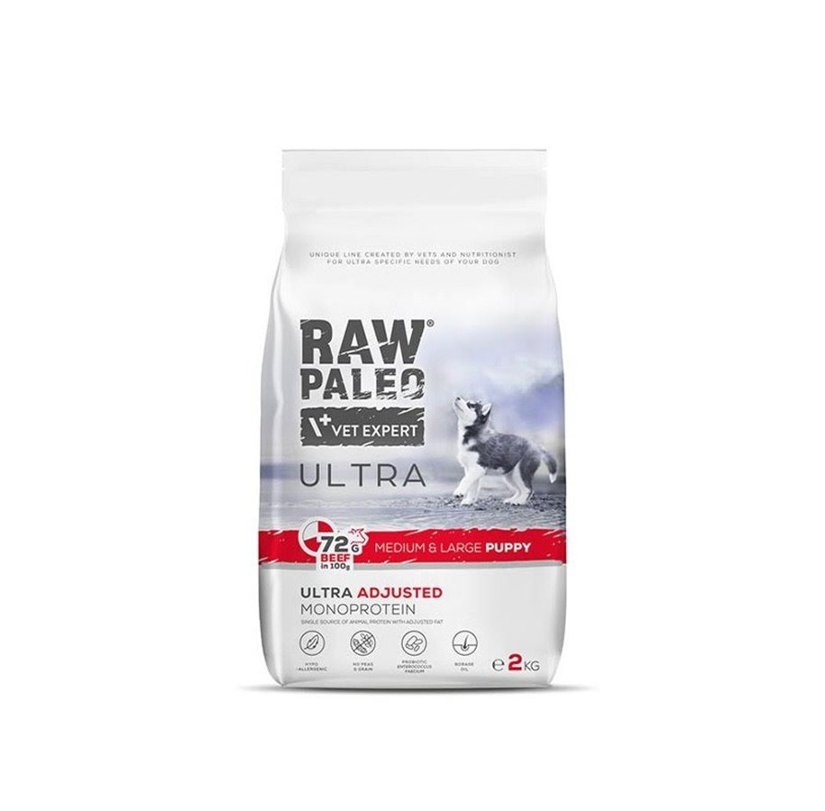 Koirat - VetExpert Raw Paleo Ultra Medium&Large Puppy Beef - kuivaruoka pennuille - 2kg - 5902414211070