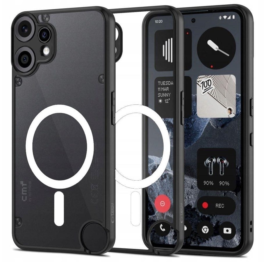 Puhelin - Kannet ja kotelot - Tech-Protect MagMat MagSafe Case for Nothing CMF Phone 2 Pro - Black & Clear - 5906302368730