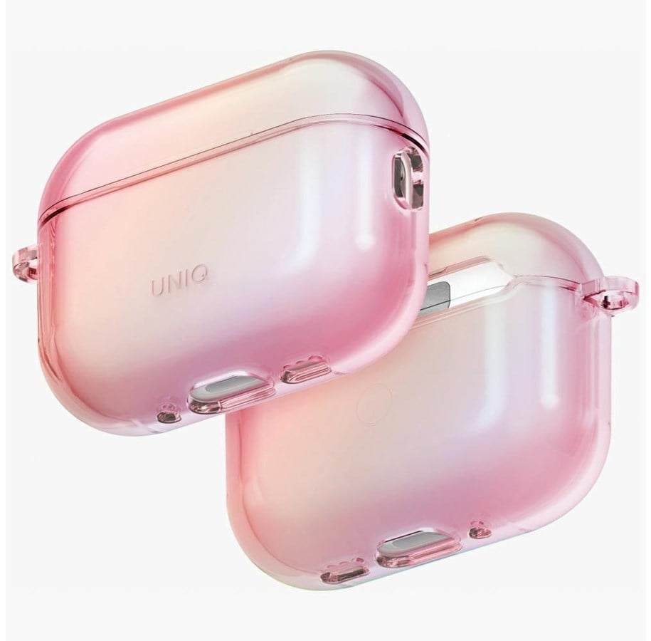 Puhelin - Kannet ja kotelot - UNIQ Iridescia Hang Case for AirPods Pro 3 - Clear Pink - 8886463697023