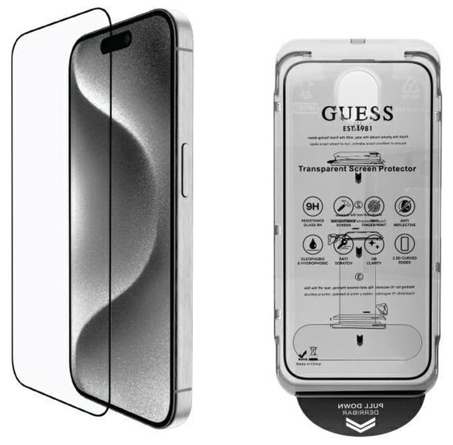 Puhelintarvikkeet - Näytönsuojat - GUESS Screen Protector 2.5D Outline Tempered Glass for iPhone 16 Pro Max - 3666339342890