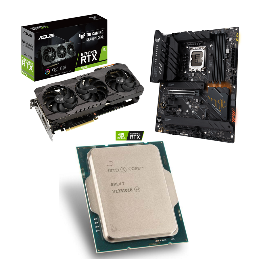 Näytönohjaimet - ASUS GeForce RTX 3070 TUF OC V2 LHR - 8GB GDDR6 RAM - Näytönohjaimet - 3070OC+Z690-PLUS+i5-12600K