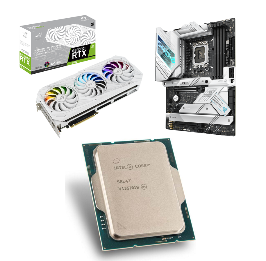 Näytönohjaimet - ASUS GeForce RTX 3070 ROG STRIX OC White V2 LHR - 8GB GDDR6 RAM - Näytönohjaimet - 3070SOC+Z690AG+i7-12700K