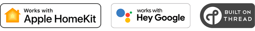 banner: HomeKit logo, Google Assistant logo, Thread logo