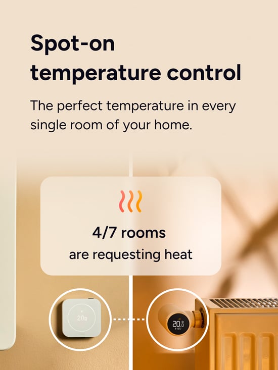 tado° lämpötila-anturi ja patteritermostaatti tarkkaan lämpötilan säätöön jokaisessa huoneessa