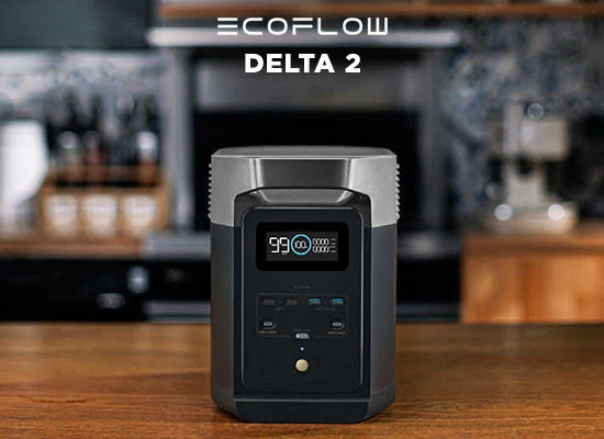 EcoFlow DELTA 2 kompakti virta-asema keittiötasolla päivittäiseen kotikäyttöön